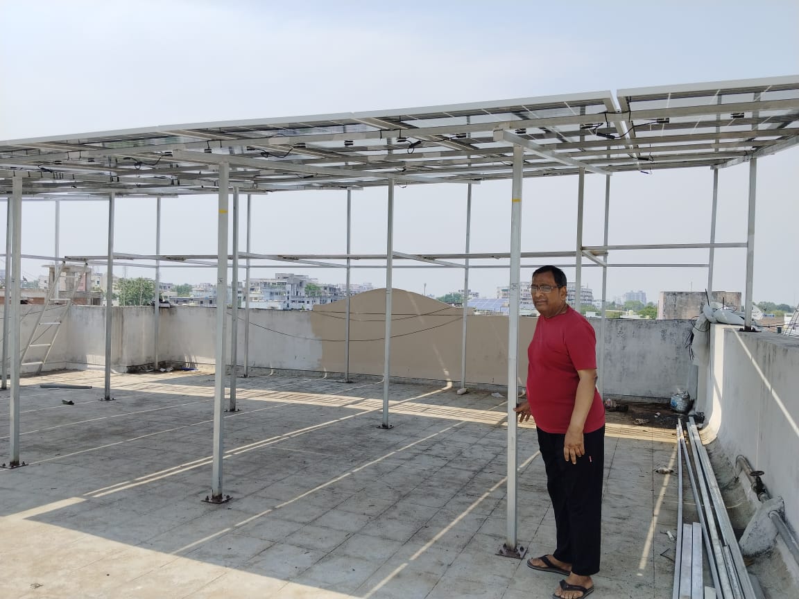 Installation of Solar Plant in progress. Customer is inspecting the works of fabrication, painting and coating before the start of civil works.